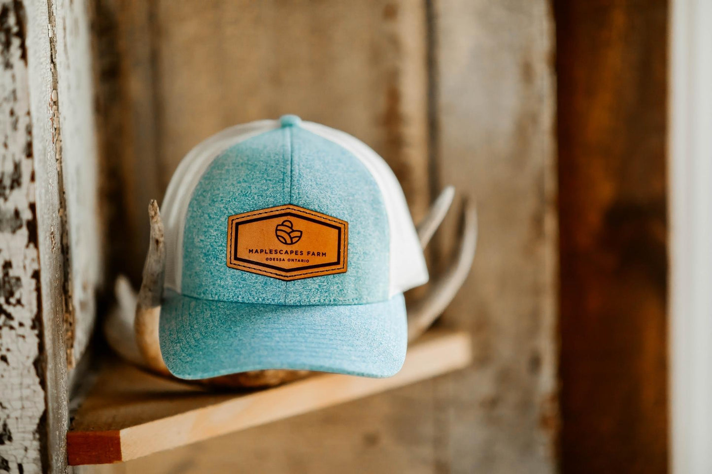 Leather Patch Trucker Hat - Maplescapes Farm Odessa